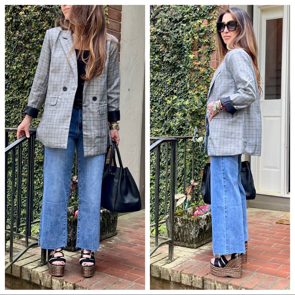 From Paris France! Fabulous plaid jacket with shoulder pads - Picture 6 of 10
